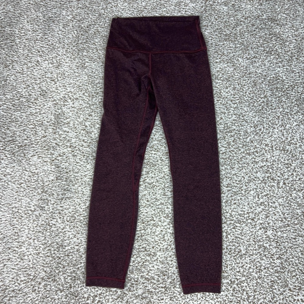 Lululemon Pants Womens 4 Red Flecked‎ High Rise Ankle Leggings Yoga Gym Workout